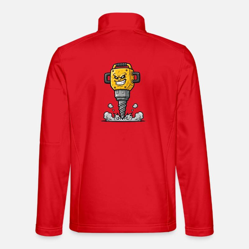 Angry Drill Cartoon with Explosion Unisex Softshell Jacket