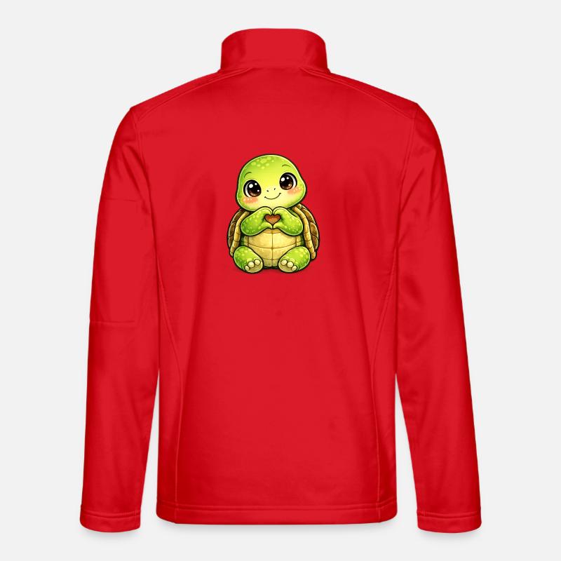 Hearty turtle with paw kiss - Unisex Softshell Jacket - red