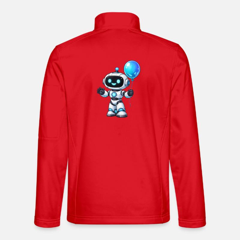 Kleiner Roboter mit Ballon - Unisex Softshelljacke - Rot