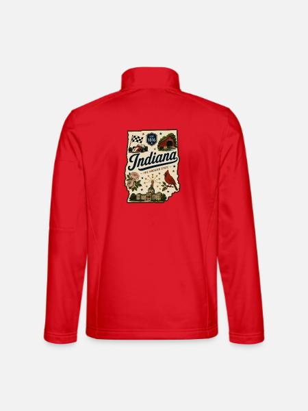 Indiana Hoosier State Vintage-Reiseaufkleber - Unisex Softshelljacke - Rot - Hinten