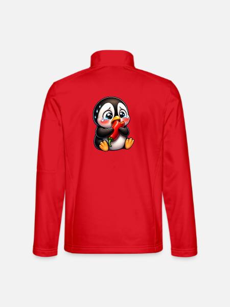 Pinguin Chili Scharf Lustiger Cartoon - Unisex Softshelljacke - Rot
