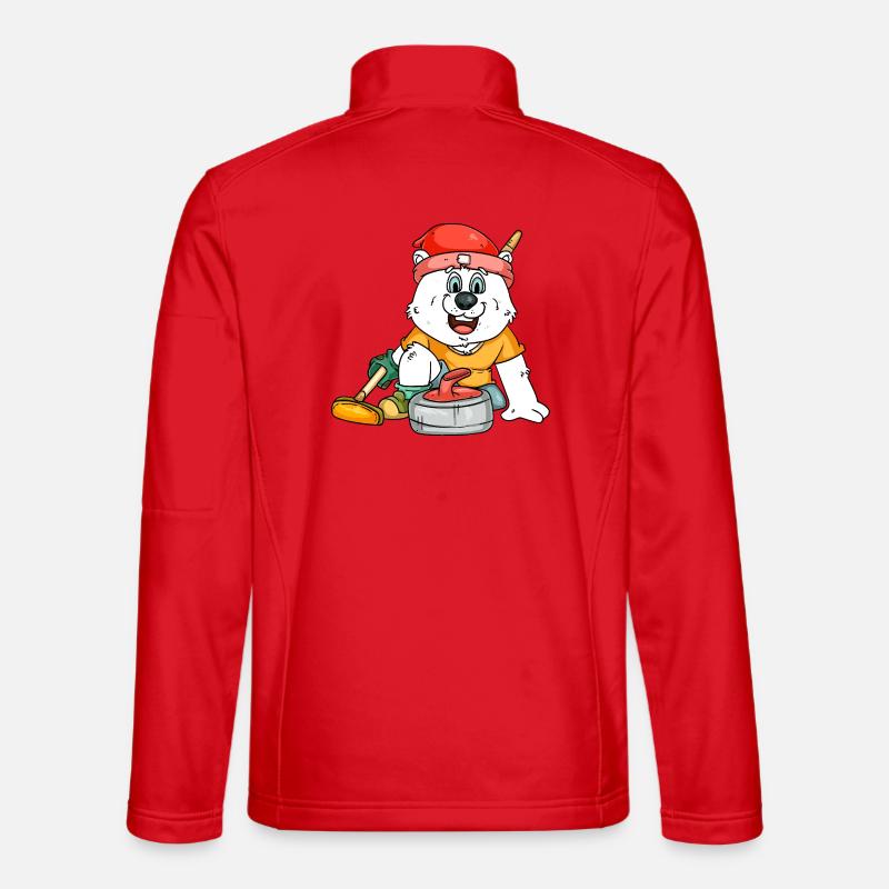 Curling player polar bear - Unisex Softshell Jacket - red