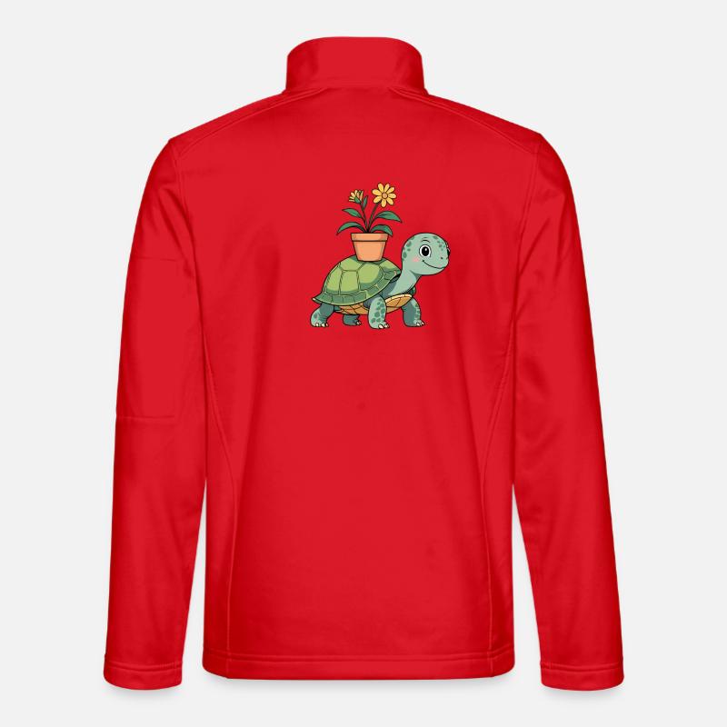 Kleine Schildkröte mit Pflanzentopf - Unisex Softshelljacke - Rot