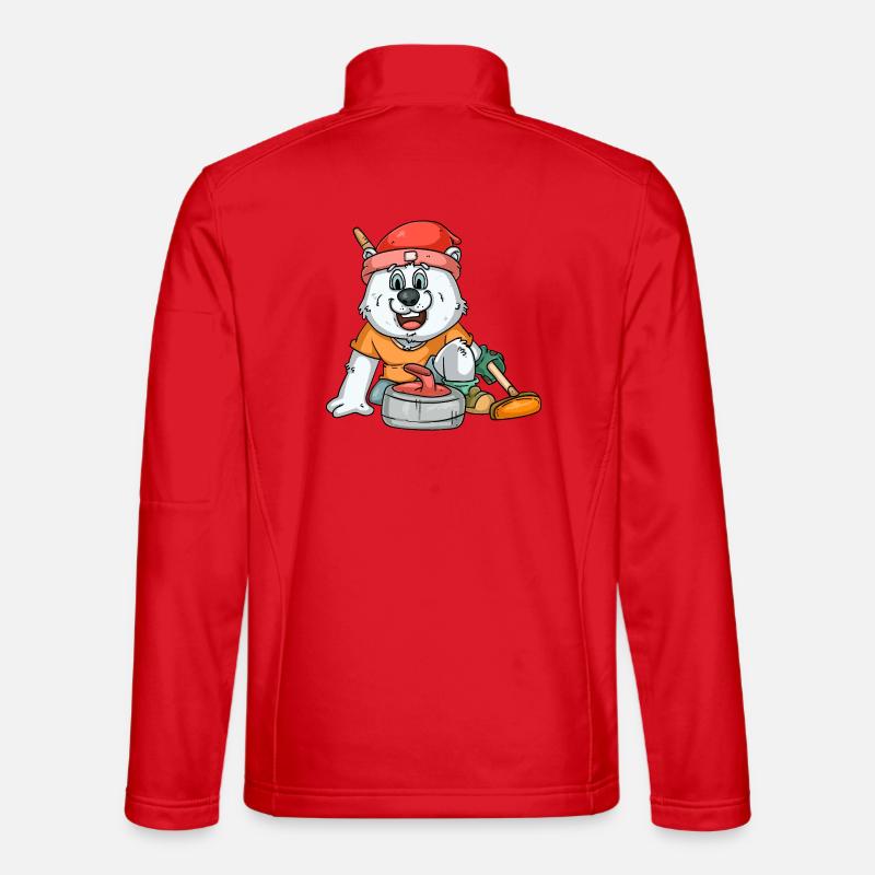 Curling player polar bear - Unisex Softshell Jacket - red