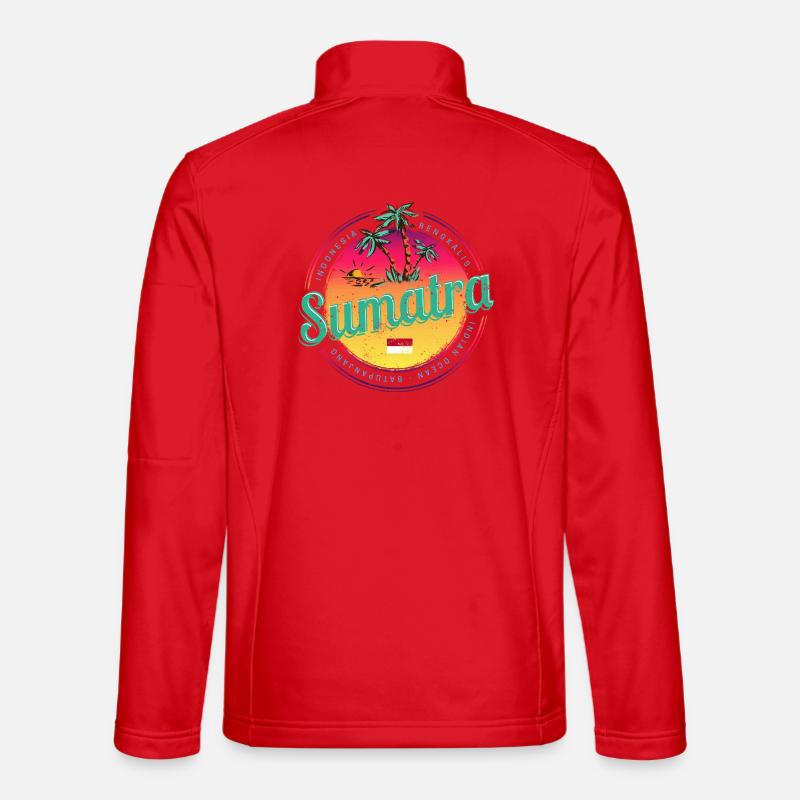 Sumatra Indonesia Retro Sunset Souvenir - Unisex Softshell Jacket - red