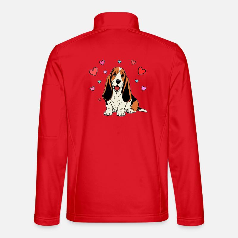 Basset-Hound_Hund_sitzendd_Herz_farbig - Unisex Softshelljacke - Rot