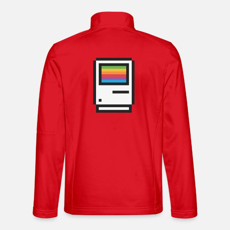Retro Rainbow Gradient T-Shirt Design - Unisex Softshell Jacket - red