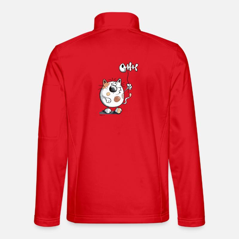 Katze mit Ballon Fisch - Unisex Softshelljacke - Rot