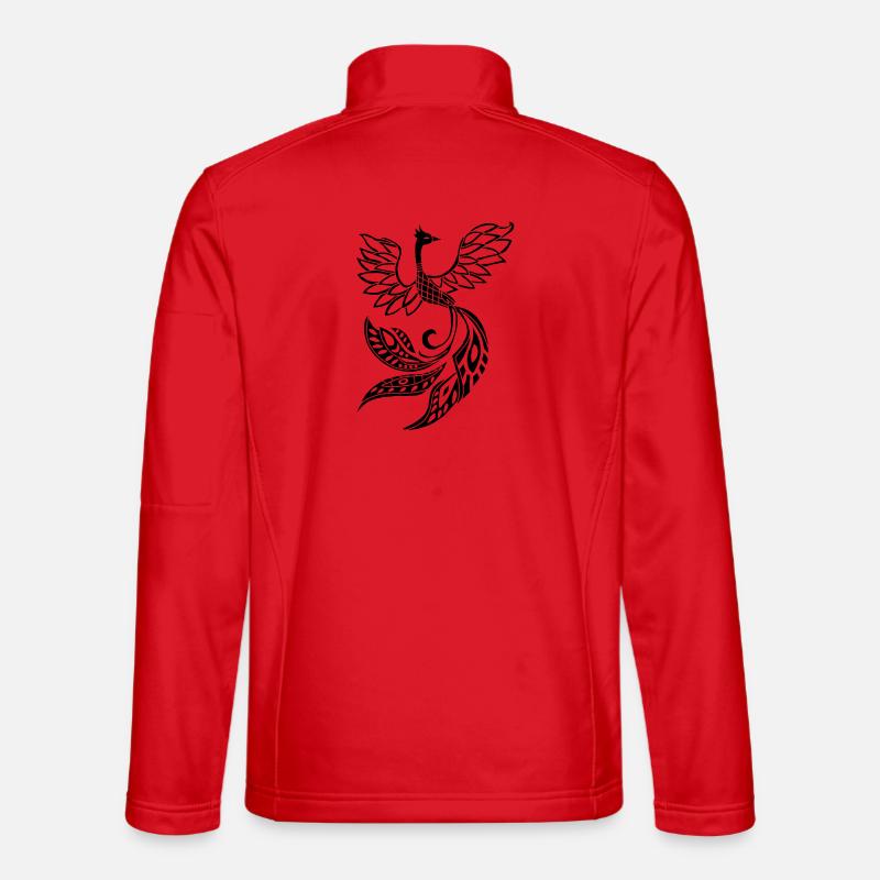 Black phoenix bird - Unisex Softshell Jacket - red