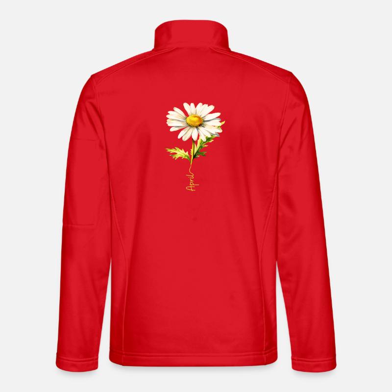 Frühlings-Gänseblümchen mit April-Schriftzug - Unisex Softshelljacke - Rot