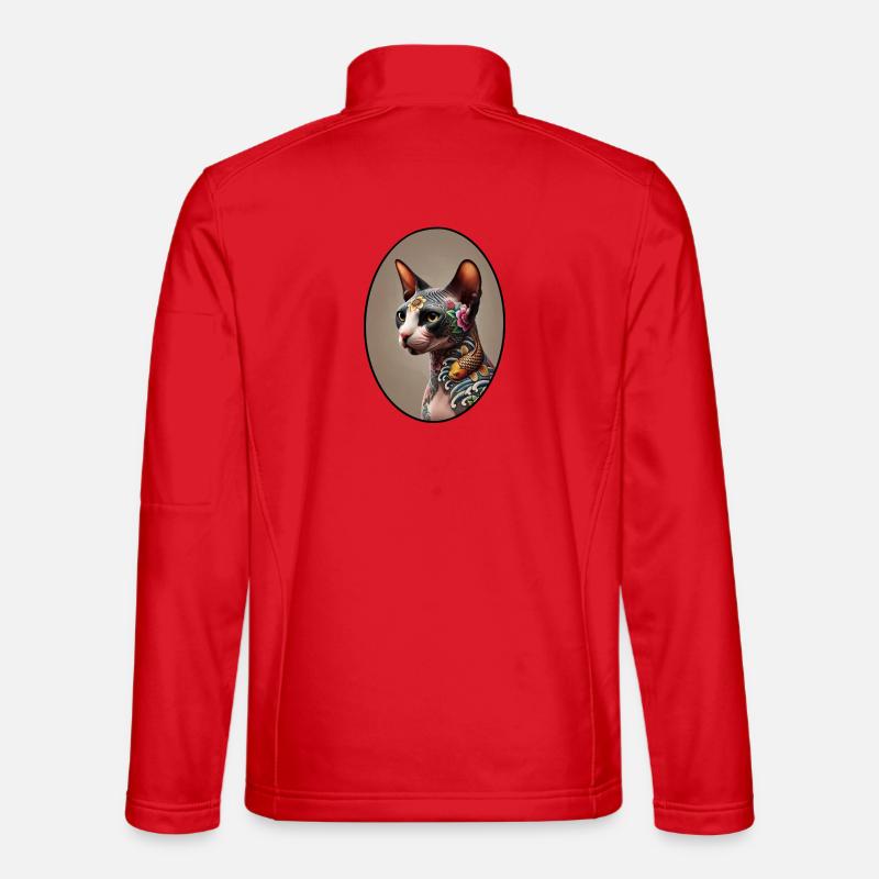 Tattooed Sphynx Cat - Unisex Softshell Jacket - red