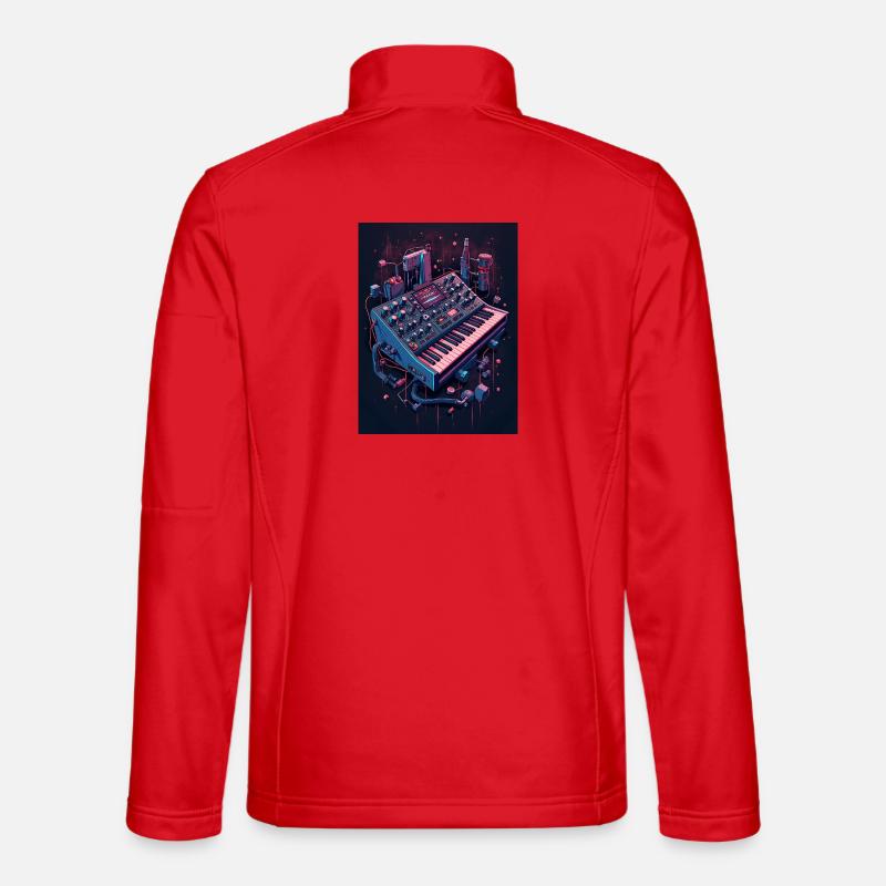 Futuristic Analog Synthesizer - Unisex Softshell Jacket - red