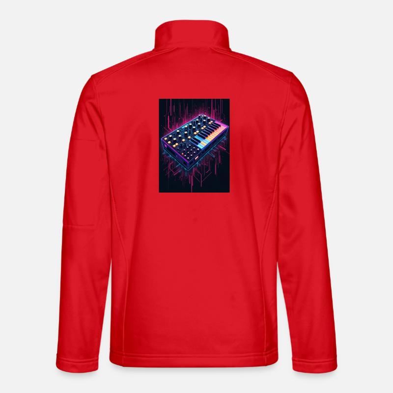 Futuristic synthesizer design - Unisex Softshell Jacket - red