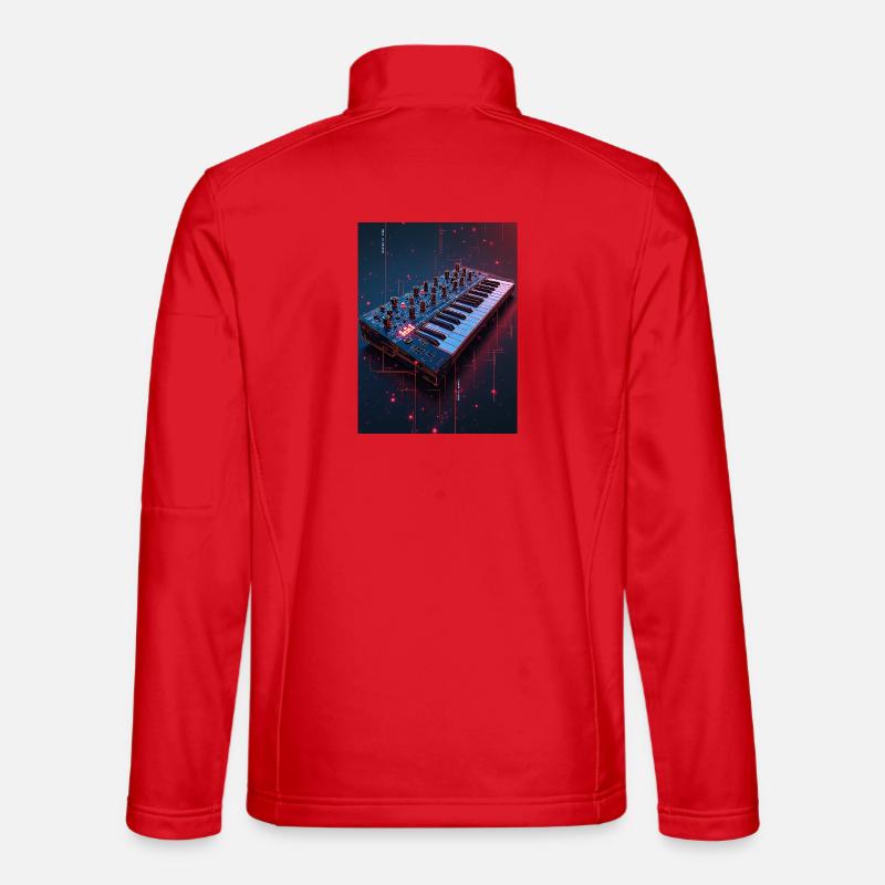 Futuristic Synthwave Music Console - Unisex Softshell Jacket - red