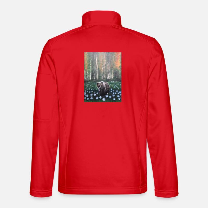 Bär in verschneiter Waldszene Unisex Softshelljacke