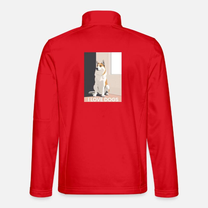 Cute dog illustration with text - Unisex Softshell Jacket - red