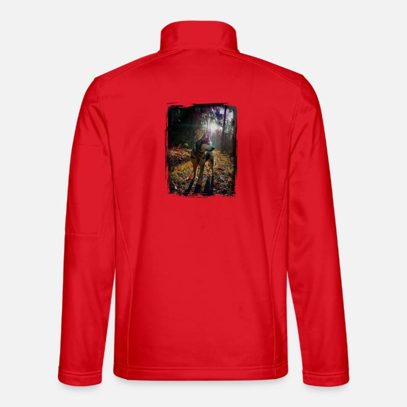 Husky at sunset in the forest Unisex Softshell Jacket