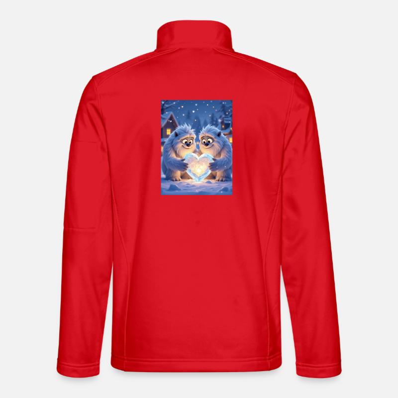 Romantisches Yeti-Paar, das gemeinsam Herz schnitzt Unisex Softshelljacke
