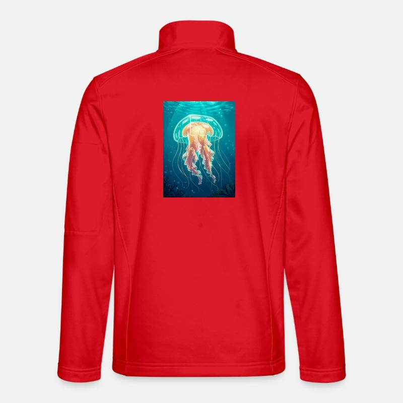 Comic style box jellyfish, transparent cube-shaped Unisex Softshell Jacket