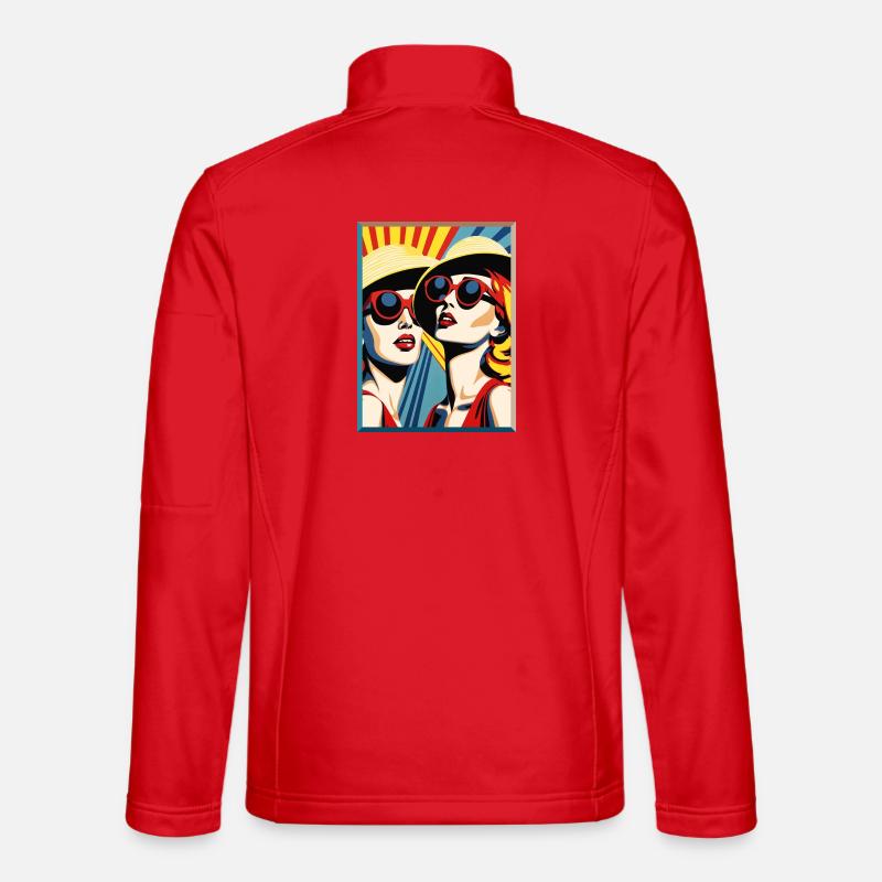 Pop Art Dames avec chapeau de soleil et lunettes de soleil Veste en tissu softshell Unisexe