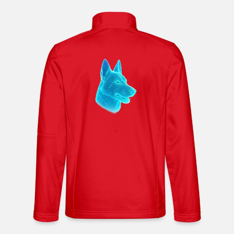Neonwolf Kopf Netzkunst - Unisex Softshelljacke - Rot