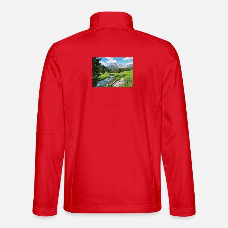 Alpine River Trail Panorama - Unisex Softshell Jacket - red