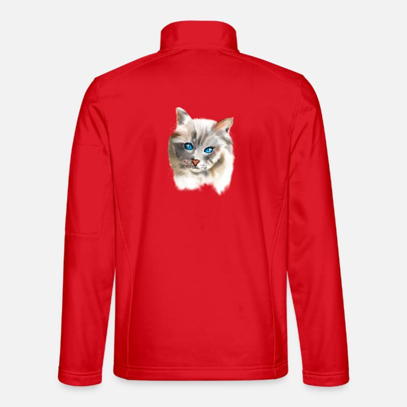 Blue Eyes Cat - Unisex Softshell Jacket - red