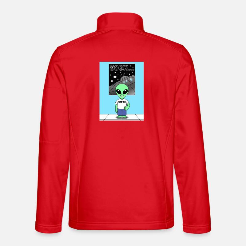 Außerirdischer vor Raumschiff Earth - Unisex Softshelljacke - Rot