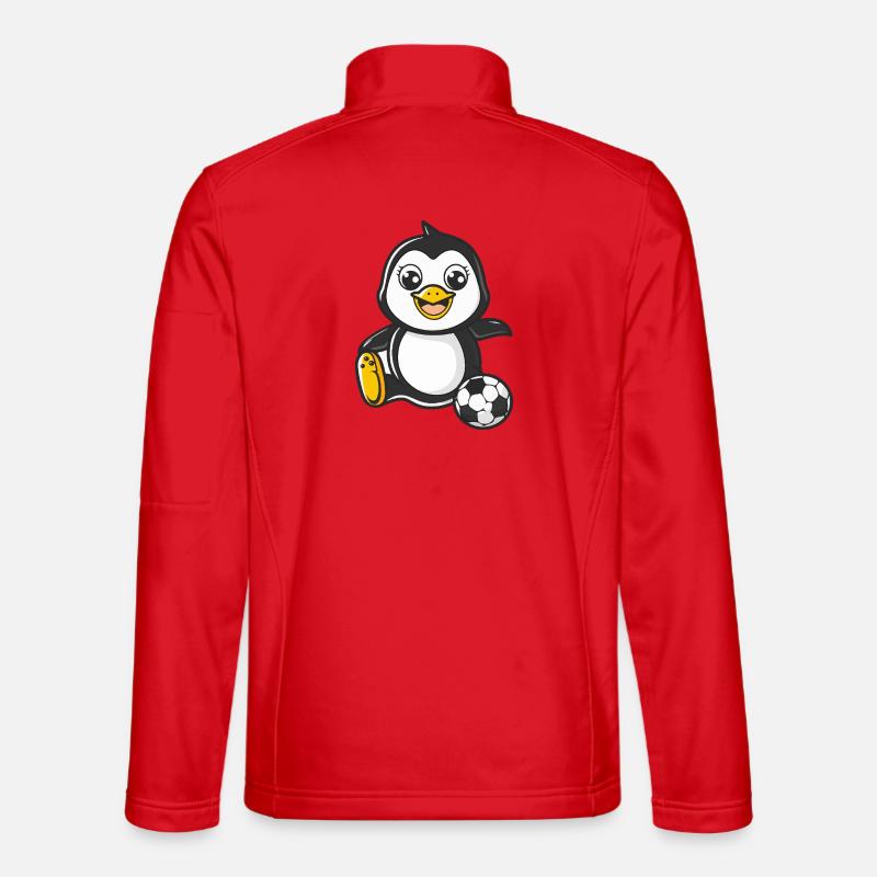 Penguin player with soccer ball - Unisex Softshell Jacket - red