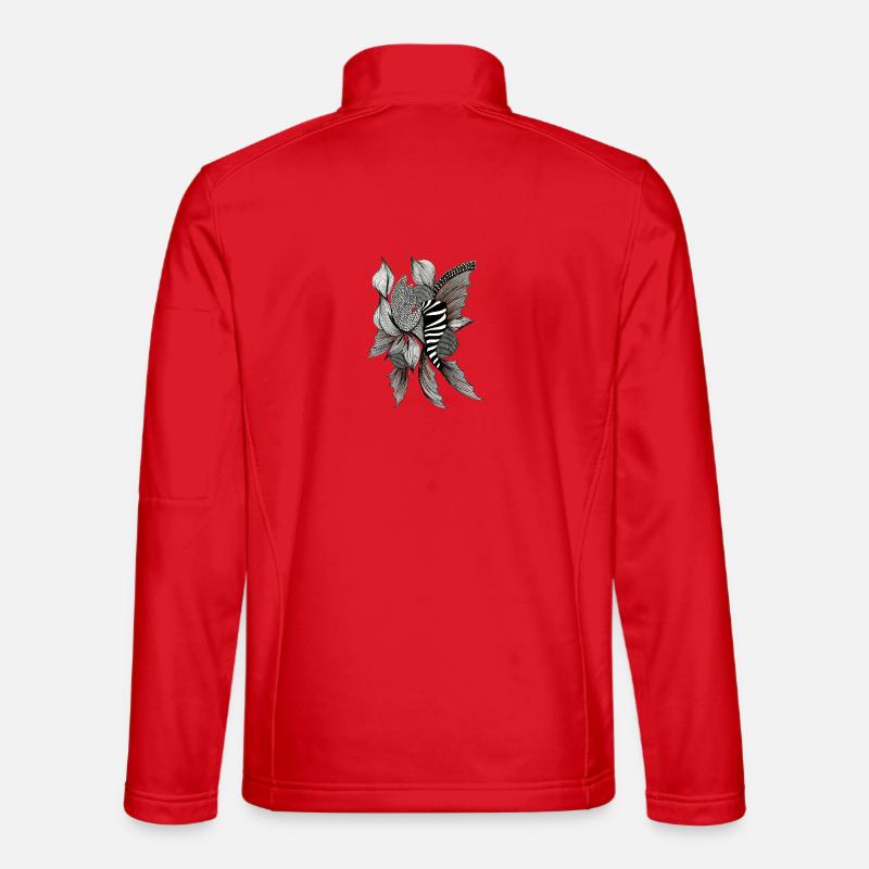 Zebra-Blumenillustration in Schwarzweiß - Unisex Softshelljacke - Rot