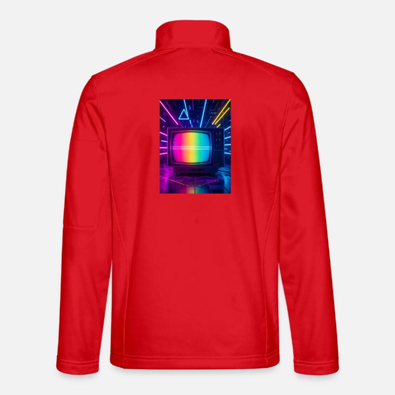 Retro TV Glitch – Neon Eighties Screen - Unisex Softshell Jacket - red
