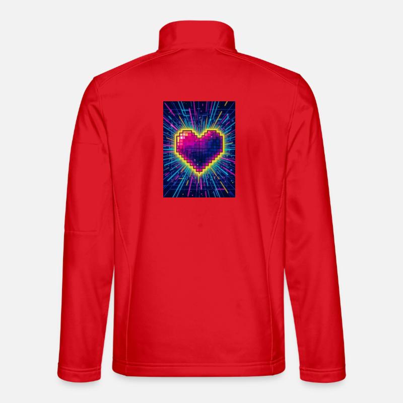 Neon Heart Pulse – Retro 80s Love - Unisex Softshell Jacket - red