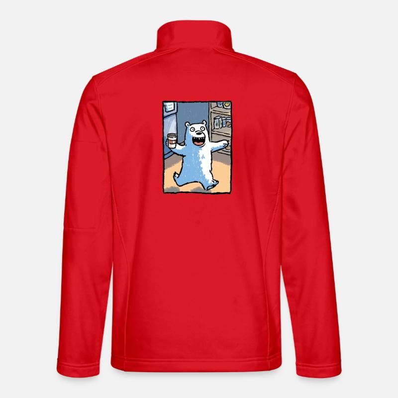Kaffeebär im Laden - Unisex Softshelljacke - Rot