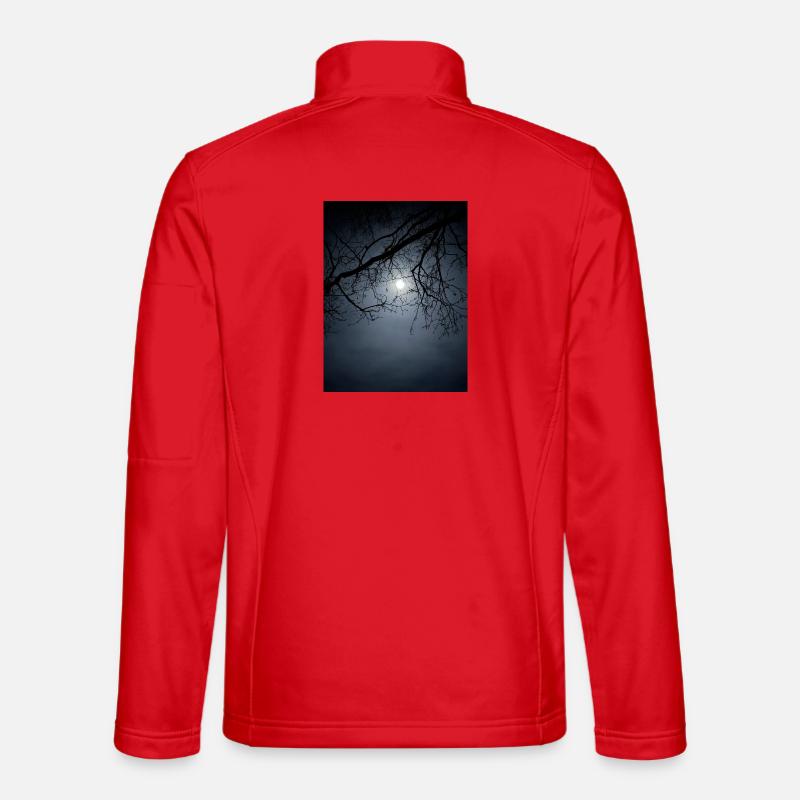 Mondlicht-Silhouette mit Ästen - Unisex Softshelljacke - Rot