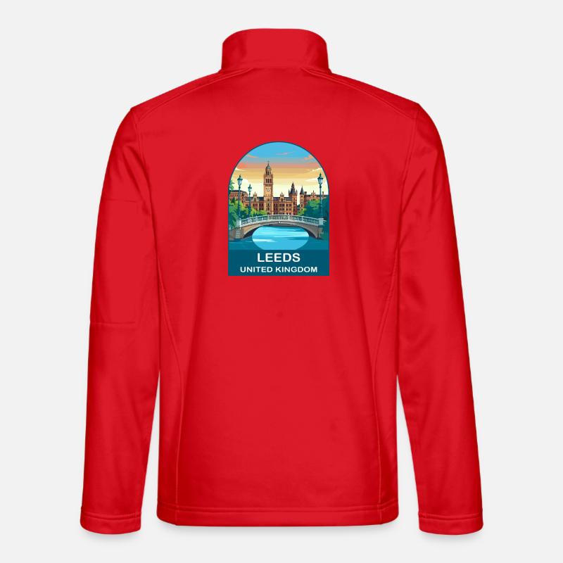 Leeds Skyline UK Yorkshire Reiseillustration - Unisex Softshelljacke - Rot