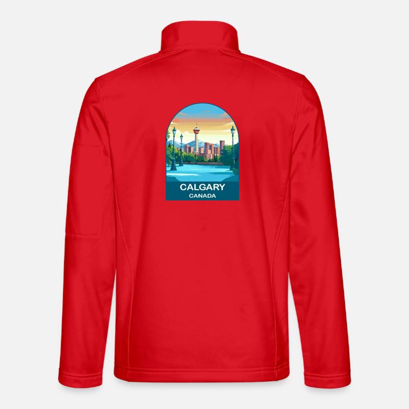 Calgary Canada Tower & Mountains Travel Art - Unisex Softshell Jacket - red
