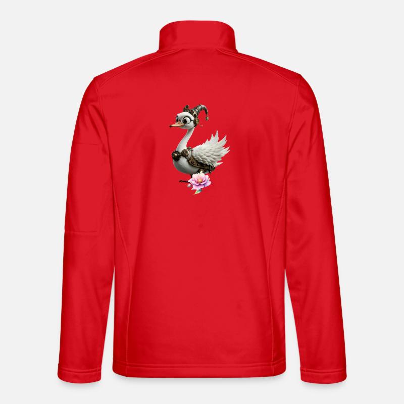 Floral Steampunk Duck - Unisex Softshell Jacket - red