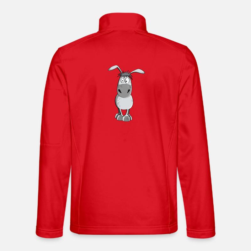 Funny Gray Donkey - Animals - Comic - Unisex Softshell Jacket - red
