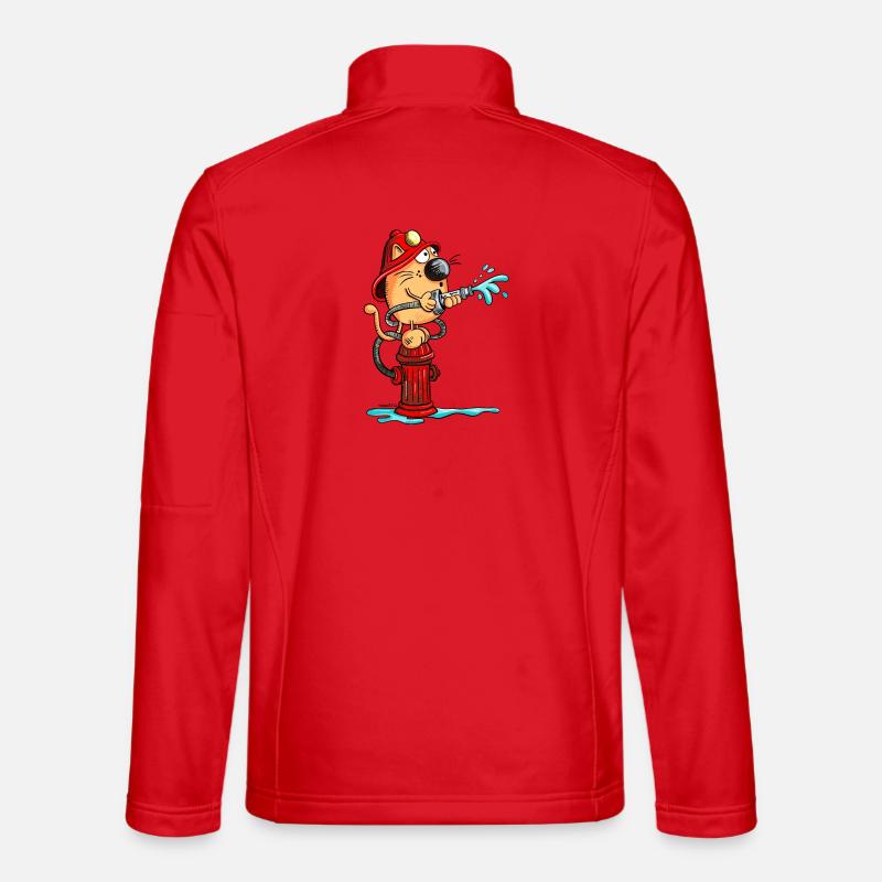 Firefighter Cat - Unisex Softshell Jacket - red
