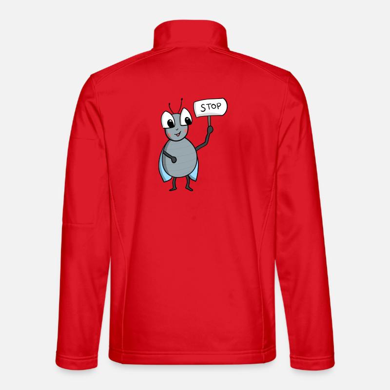 Fliege mit STOP Schild - Unisex Softshelljacke - Rot