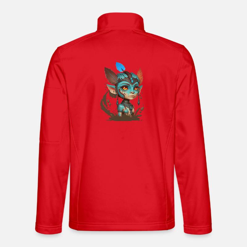 Blaue Maske der Waldgeister – Avatar - Unisex Softshelljacke - Rot