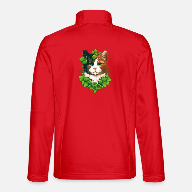 Cat with leaves frame - Unisex Softshell Jacket - red