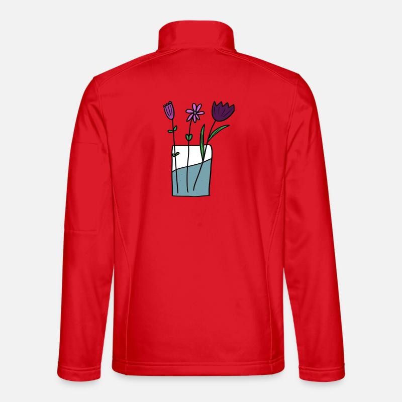 Flowers in clay pot design - Unisex Softshell Jacket - red