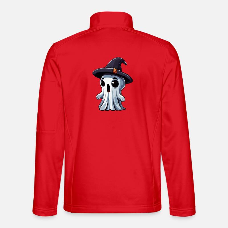 Halloween: Ghost with Hat - Unisex Softshell Jacket - red