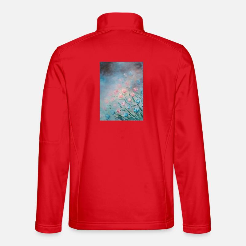 Impressionist Flower Blossom Artwork - Unisex Softshell Jacket - red