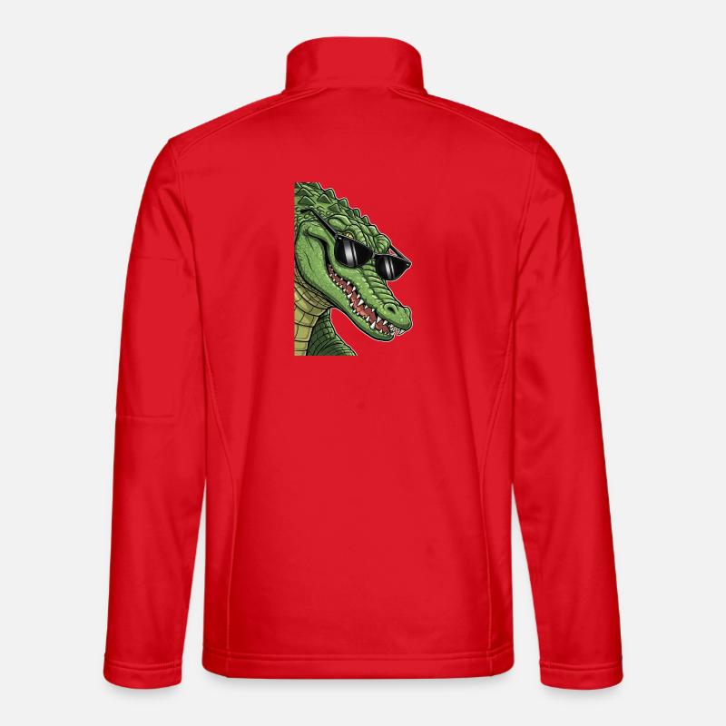 Lässiger Krokodil mit Sonnenbrille - Unisex Softshelljacke - Rot