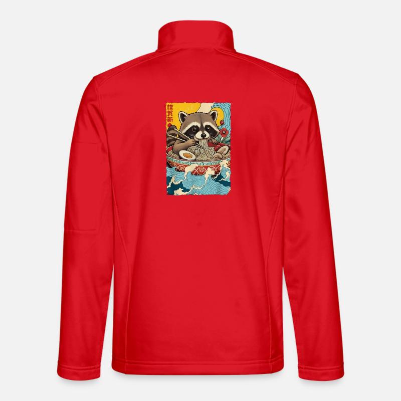 Waschbaer isst Ramen Nudeln - Unisex Softshelljacke - Rot