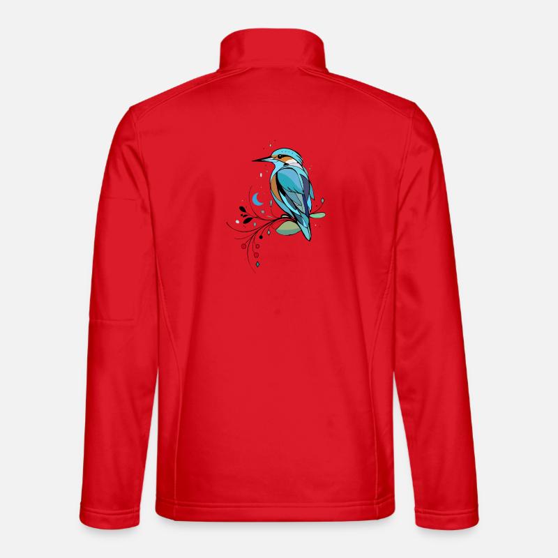 Stylized kingfisher in modern illustration - Unisex Softshell Jacket - red