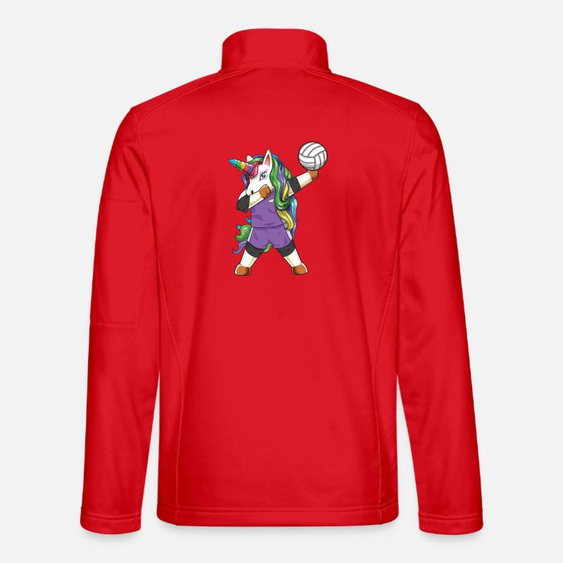 Lustiger Dabbing Volleyball-Einhorn-Regenbogenspieler - Unisex Softshelljacke - Rot