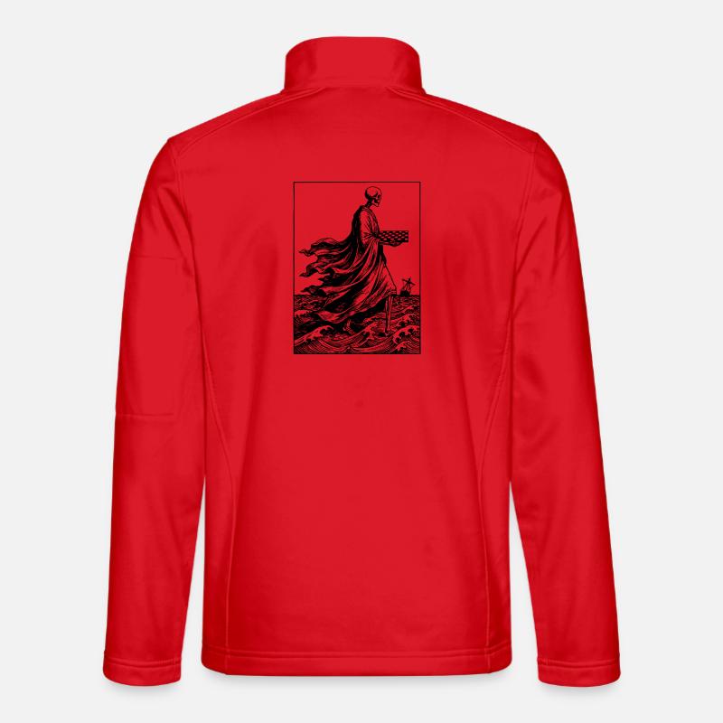Skelett spielt Schach - Unisex Softshelljacke - Rot